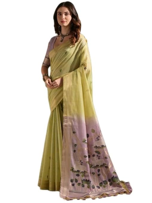 VARUNA TEXTILES Woven Zari Cotton Muga Saree | Traditional Soft Lightweight Saree for Festivals & Parties
