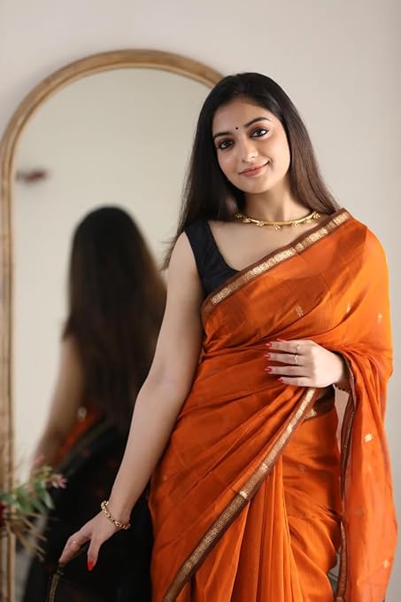 AUREVIA Royal Banarasi Silk Blend Saree with Exquisite Weaving, Ideal for Weddings & Festive Occasions
