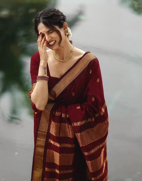 SERONA Women's Elegant Banarasi Silk Jacquard Saree with Unstitched Blouse Piece for Special Occasions
