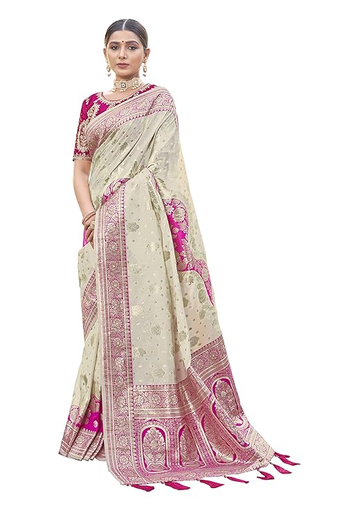 MAYURA Elegant Jacquard Work Woven Saree with Unstitched Blouse Piece for Traditional & Festive Wear