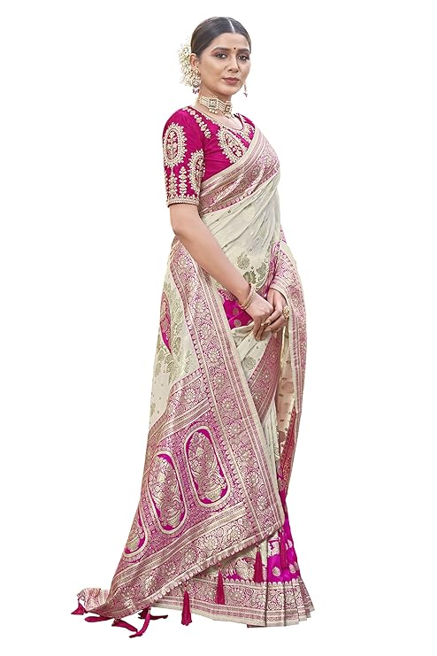 MAYURA Elegant Jacquard Work Woven Saree with Unstitched Blouse Piece for Traditional & Festive Wear