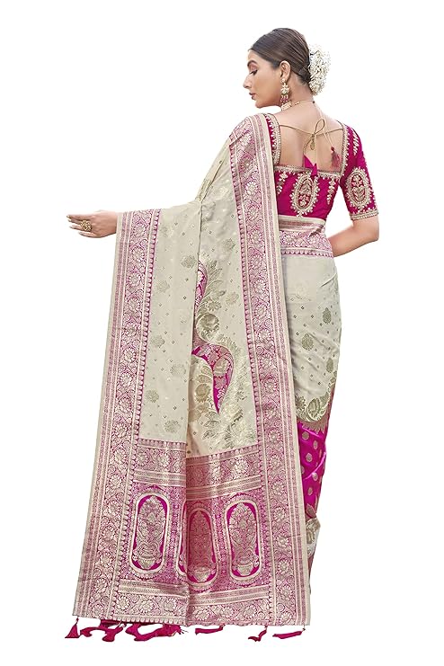 MAYURA Elegant Jacquard Work Woven Saree with Unstitched Blouse Piece for Traditional & Festive Wear