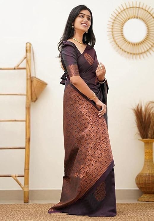 Yarvella Women’s Traditional Cotton Saree with Elegant Design, Comfortable Fabric for Daily & Festive Wear