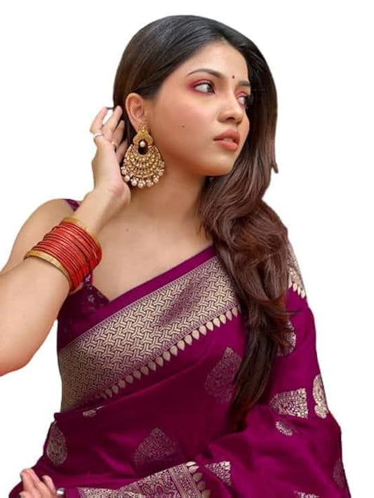 Cresta Vogue Women's Kanjivaram Art Silk Saree in Banarasi Style with Blouse Piece for Wedding (Pari122-51)