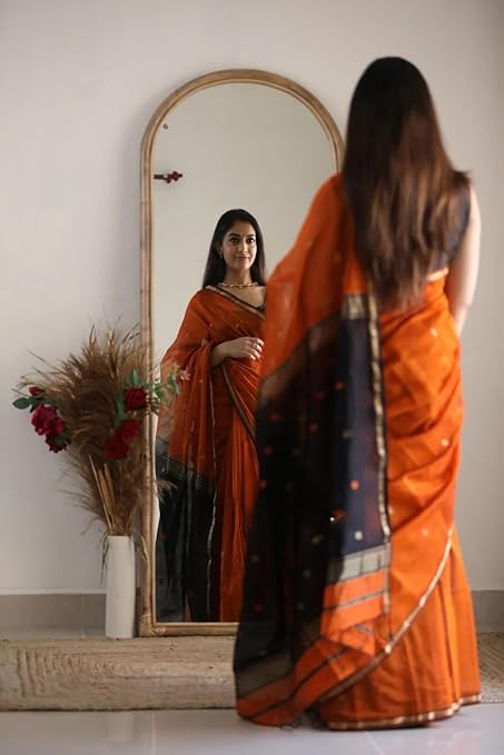 AUREVIA Royal Banarasi Silk Blend Saree with Exquisite Weaving, Ideal for Weddings & Festive Occasions