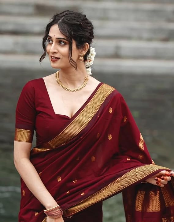 SERONA Women's Elegant Banarasi Silk Jacquard Saree with Unstitched Blouse Piece for Special Occasions