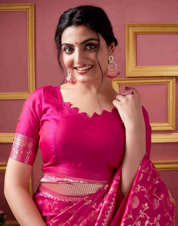 SYNORA Women's Banarasi Silk Jacquard Saree with Blouse Piece, Soft Kanjivaram Party Wear Saree 2025