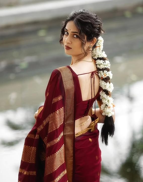 SERONA Women's Elegant Banarasi Silk Jacquard Saree with Unstitched Blouse Piece for Special Occasions