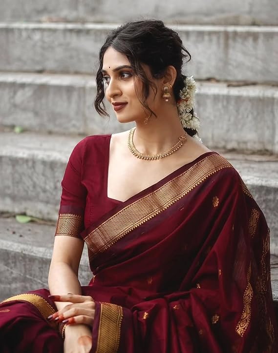 SERONA Women's Elegant Banarasi Silk Jacquard Saree with Unstitched Blouse Piece for Special Occasions
