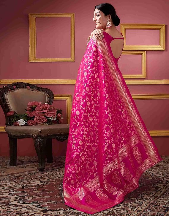 SYNORA Women's Banarasi Silk Jacquard Saree with Blouse Piece, Soft Kanjivaram Party Wear Saree 2025