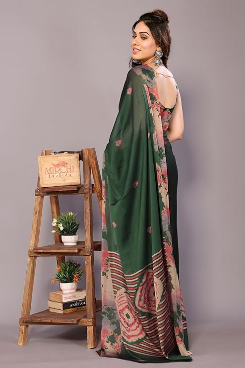 MAYURA STYLE Women's Chiffon Saree with Elegant Tie Dye Print and Matching Blouse Piece for All Occasions
