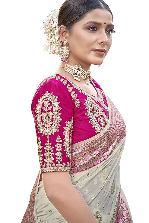 MAYURA Elegant Jacquard Work Woven Saree with Unstitched Blouse Piece for Traditional & Festive Wear