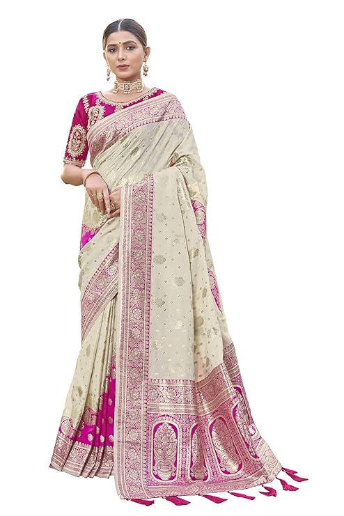 MAYURA Elegant Jacquard Work Woven Saree with Unstitched Blouse Piece for Traditional & Festive Wear