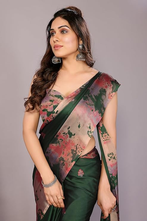 MAYURA STYLE Women's Chiffon Saree with Elegant Tie Dye Print and Matching Blouse Piece for All Occasions
