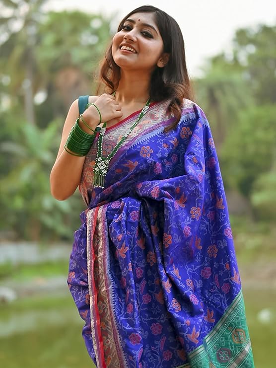 EthnicJunction Women's Purple Silk Woven Saree With Blouse Piece