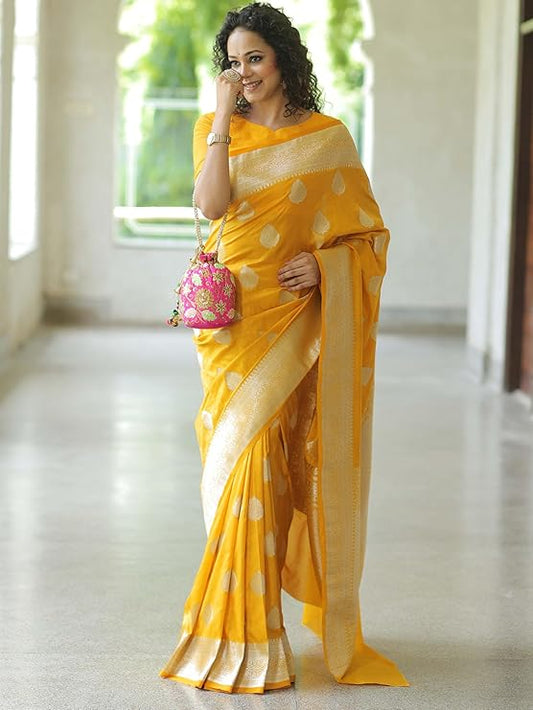 Surkash Women's Banarasi Pure Kanjivaram Silk Saree 2025 Design Soft Pattu Sari for Party & Festive Wear
