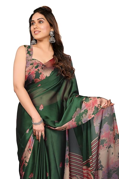 MAYURA STYLE Women's Chiffon Saree with Elegant Tie Dye Print and Matching Blouse Piece for All Occasions