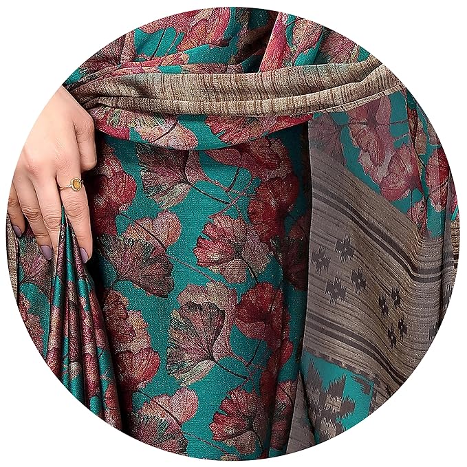 Mystique Flair Women's Designer Chiffon Saree with Elegant Floral Prints and Matching Blouse Piece