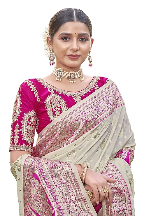 MAYURA Elegant Jacquard Work Woven Saree with Unstitched Blouse Piece for Traditional & Festive Wear